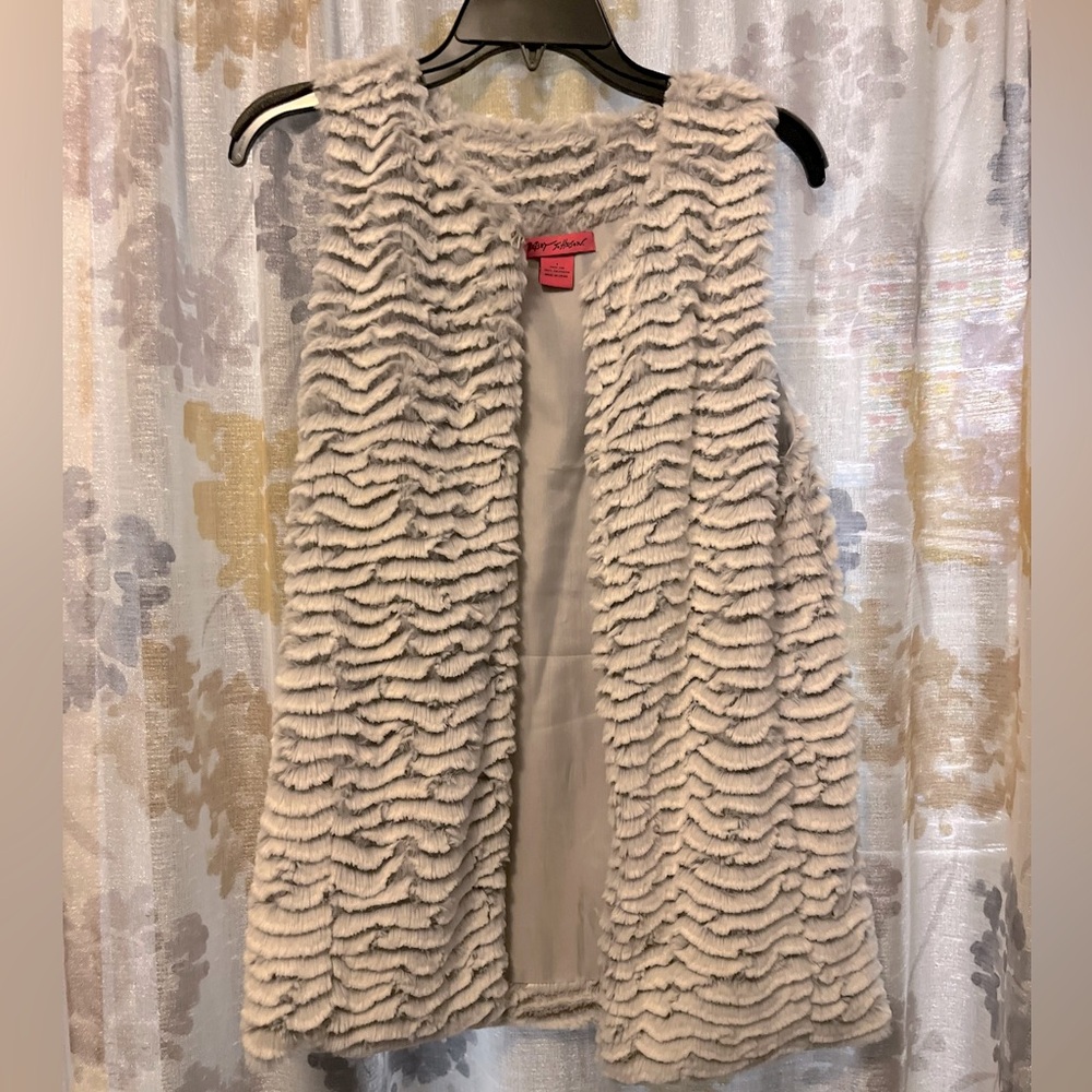 Betsey Johnson Textured Faux Fur Vest